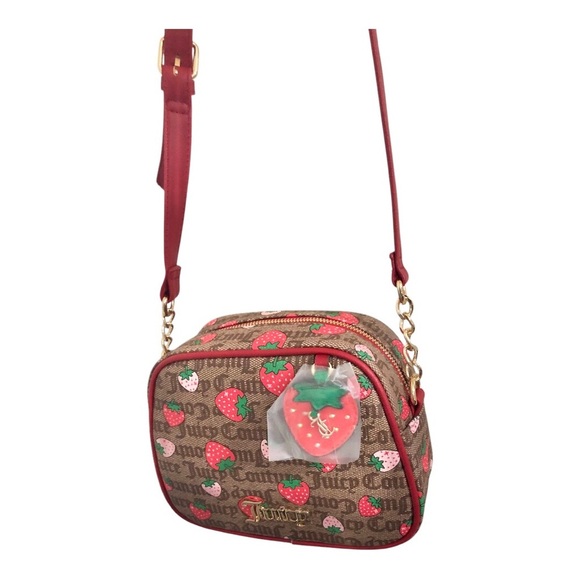 Juicy Couture brown canvas strawberry print crossbody bag with strawberry charm - Picture 6 of 16